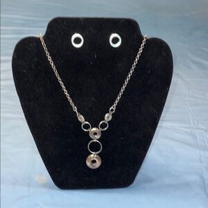 Chic Silver Necklace with Circular Charms gently tarnished
